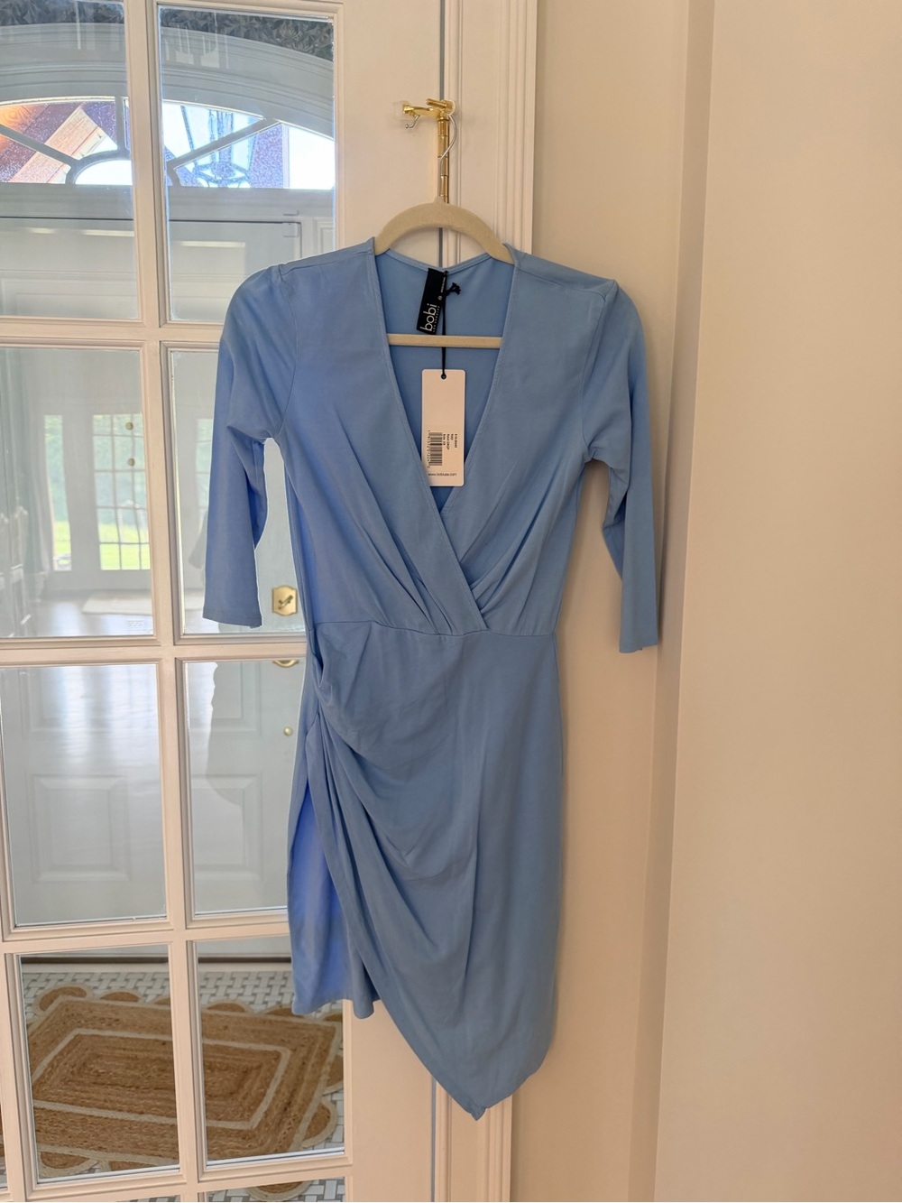 bobi Light Blue Wrap-Style Dress